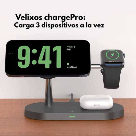 Velixos ChargePro - Cargador inalámbrico 3 en 1