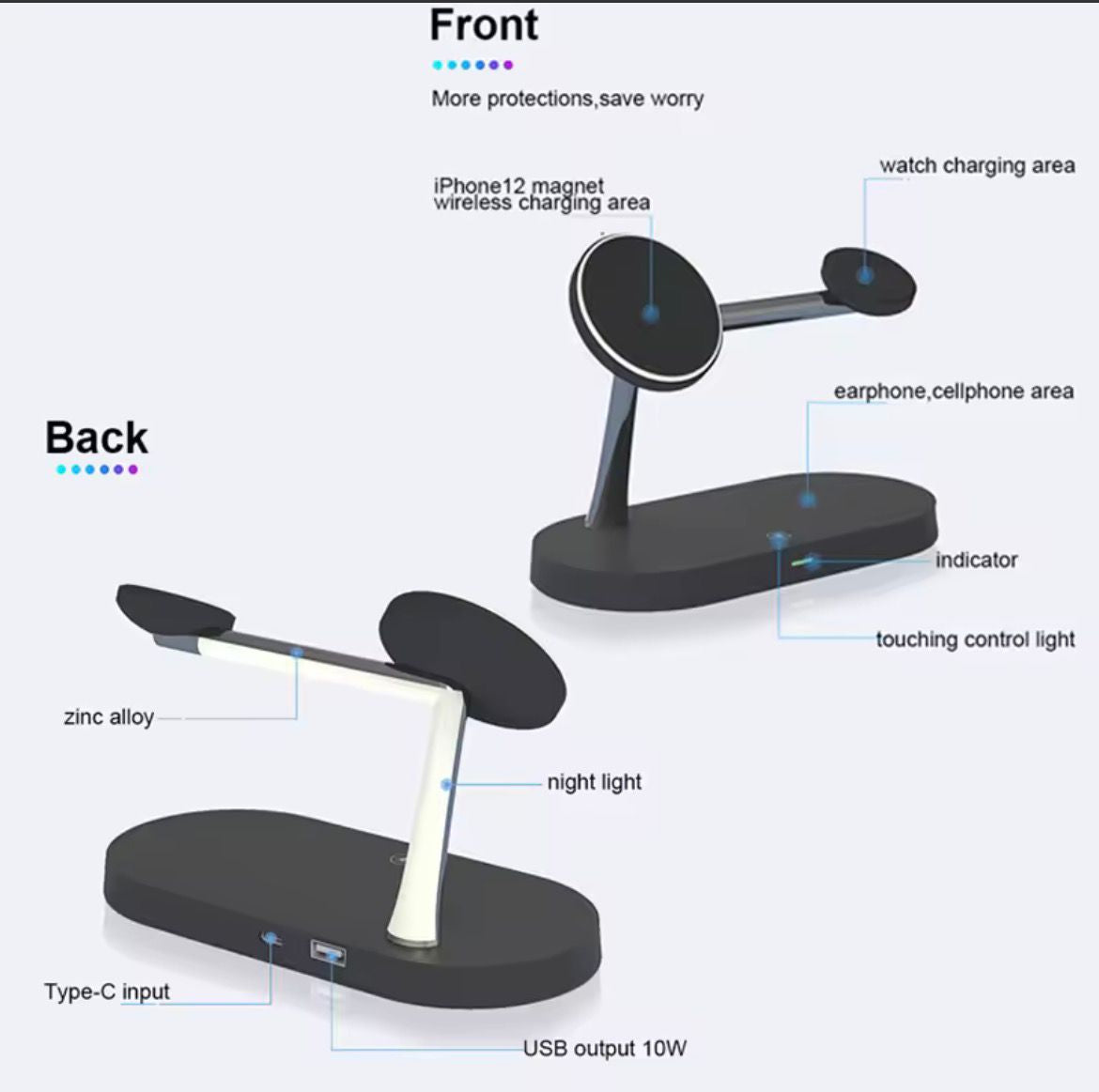Velixos ChargePro - Cargador inalámbrico 3 en 1